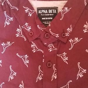 Alpha Beta Men's Short Sleeve Dinosaur Shirt